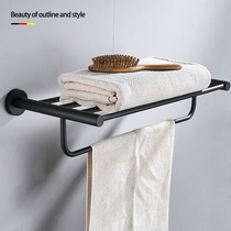 Nordic 304 stainless steel black towel rack Bathroom toilet shelf Bath towel rack Toilet bathroom pendant