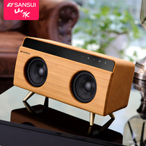 Sansui landscape desktop wireless Bluetooth speaker large volume 3d surround wooden mini small audio Retro home living room audio Overweight subwoofer Computer small speaker High quality
