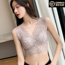  Lace underwear womens summer thin bandeau small chest gathered without steel rings wrapped in chest anti-naked vest bra cover