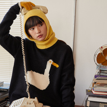 omont egg tarts home retro coarse needle Animals Embedded Flowers Wool Sweater Women Winter Thickening Easy 100 hitch undershirt