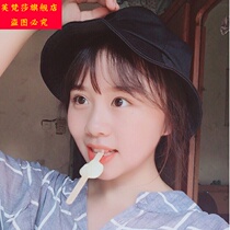 Fu Fansha English girl trumpet student tide black hat winter Korean version thick head circumference fishermans hat female autumn