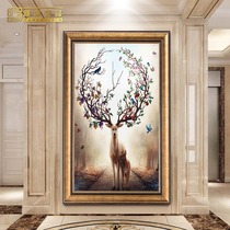 Entrance Xuanguan Decoration Painting Vertical Version Aisle Veranda Wall Painting American European-style Elk Paintings of the Entrance Hall Hung Painting