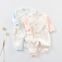 Baby Shang newborn clothes 0-6 month spring and autumn cotton baby strap jumpsuit baby monk clothing