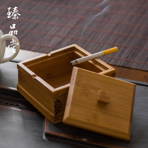 Bamboo ashtray with lid decorative pendulum piece fashion personality creative proposal office tea table bamboo retro