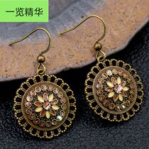 European and American retro diamond girl round earrings