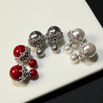 Double-sided size pearl earrings front and back Korean temperament advanced sense ear studs 2020 New Trad women sterling silver needle ear ornaments