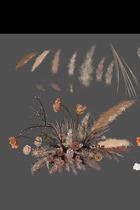 Wedding hand painted material floral props handmade flower PSD layered source file autumn wedding reed dead branch pu fan