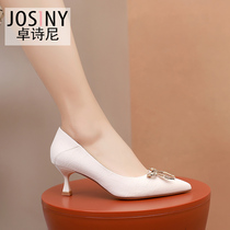 Chapeine 2022 spring new pointed light mouth butterfly knot water drill pointed high heel shoe woman fine heel cat heel single shoe