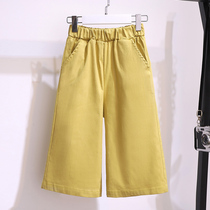 Girls summer Capri pants Korean Chinese trousers childrens foreign style thin loose wide leg pants
