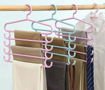 New 2 Fitted Multilayer Wardrobe Pants Frame Multifunction Clothes Rack Magic Pants Hanging Pants Finishing Clothes Hanger Two