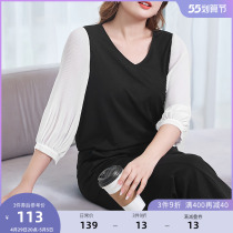 MSShe big code womens dress 2022 new spring loaded with fat mm display slim fit jacket V collar press pleat shirt 200 catty