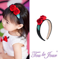 Toullejour children accessories custom-made bicolor snow spinning color ding solid red rose wide version of cloth art hair stirrup pressing hair