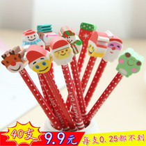 Santa Claus cartoon pencil with eraser Creative primary school gifts Kindergarten prizes Childrens holiday gifts