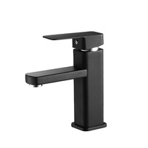  Huicai 304 stainless steel square black washbasin faucet Hot and cold paint square single hole washbasin faucet