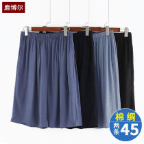 Summer dad cotton silk shorts middle-aged and elderly mens artificial cotton five-point pants grandpa big pants pajama pants outer wear