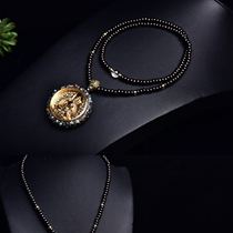 Fingertip twisting silver yellow god of wealth zodiac eight guardian god round brand vintage boutique neck chain pendant ornaments