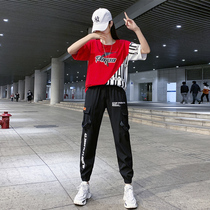 Jazz Dance Costume Women Summer ins Tide Ghost Dance Clothes Hip-hop Street Dance Loose Leisure Sports Pants Set