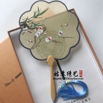 Su embroidery group fan embroidery fan Handmade double-sided embroidery craft boutique Palace fan Cheongsam Hanfu Chinese style gifts