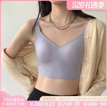 Jelly Without Sensation Motion Yoga Beauty Back Underwear Summer Thin woman No-steel ring No-ring Drooping Vest-Style Bra