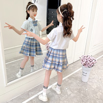 jk uniformed childrens suit CUHK tong student gk skirt summer clothing eldest child 10 year old girls summer school uniform two sets