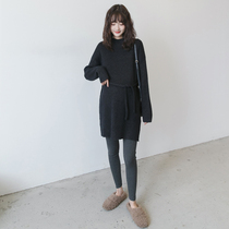 Pregnant women winter sweater 2020 fashion loose autumn winter dress temperament simple long base shirt knit skirt