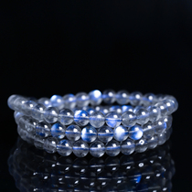 Yuelao Ancestral Hall Natural 3 circles gray moonlight crystal bracelet female multi circle Gray pull feldspar hand string 3 circle Moonlight stone jewelry