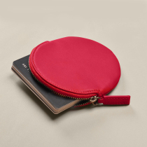 Leatherology Genuine Leather Small Card Bag Round Folded Mirror Bag Makeup Bag Woman Portable Mini Jewellery Cashier Bag