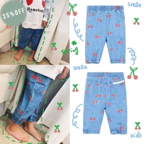 (Shanghai) Stella McCartney girls spring and summer new cherry denim trousers leggings