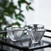 Japanese household thickened heat-resistant Kung Fu small teacup Single hammer glass teacup small cup Tea cup tea cup