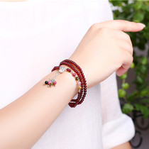 Garnet multi-ring bracelet girl bracelet wine red garnet bracelet crystal bracelet gift