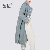 Charm spot autumn and winter coat womens long retro thickened loose lamb hair denim coat Fur one-piece coat