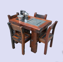 Old boat wooden tea table tea table and chair combination small apartment balcony drinking tea table outdoor leisure kung fu tea table small coffee table