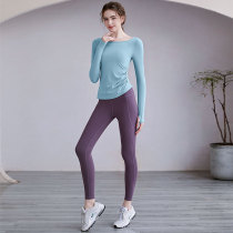 Yoga Blouses Women Specialty High-end 2021 Fashion Folds Display Slim Fit Sports T-shirt Fitness Suit Autumn Winter New