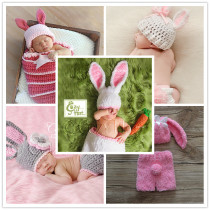 2017 new children Photographic clothing Baby full moon 100 days Baby Photographic clothing Artisanal Wool rabbit styling