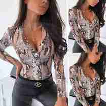 new Lapel fashion ladies casual shirt slim top