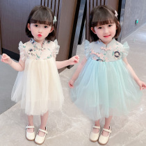 Next win girl cheongsam 2021 summer new Chinese style child net gauze princess dress children dress