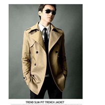 British style mens windbreaker long handsome Korean version of slim mens fashion style coat new young and middle-aged