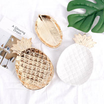 Nordic golden ceramic pineapple leaf jewelry jewelry storage tray box fruit tray decoration photo props