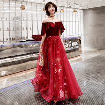 Toast service bride bride 2021 New Wedding red host engagement Thank you banquet wedding evening dress female slim long
