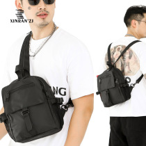 Multi-pocket light waterproof mens casual double shoulder small backpack left and right single shoulder chest bag flat textbook student school bag