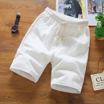 White Shorts Mens Summer Thin boomers Cotton Linen 5 50% Pants Summer Big Yard Beach Big Pants Underpants