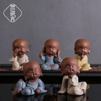 Chinese style pendulum boutique Purple Sand Ceramics Large Number Small Sandy Tea Darling Living Room Small Adornment Meditation small monk Tea Road