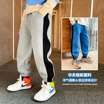 Boys pants casual pants autumn clothes 2021 new childrens handsome sports pants in big childrens knitted pants Spring and Autumn Tide