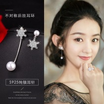 Pearl earrings asymmetrical earrings Korean temperament ear clip female pendant net red high-end sense earrings 2020 new trend