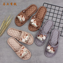 Cartoon fabric home men and women home indoor floor slippers mute ox soft Four Seasons couples non-slip autumn and winter