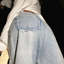 Fat Sister Big Code Jeans Autumn Dress New 2021 Women Dress Loose High Waist Straight Cylinder Wide Leg Pants Slim Tide
