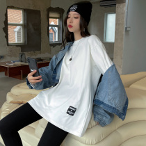 White pure cotton loose with long and velvety undershirt female autumn and winter mill fur long sleeve t-shirt 100 lap and wear inner lap top