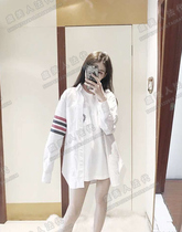 Thom Browne shirt TB classic four-track bar casual pure cotton white long sleeve shirt male and female