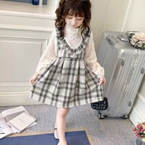 Girls dress 2020 Korean version of foreign spring and autumn dress little girl long sleeve skirt Plaid foreign children princess dress