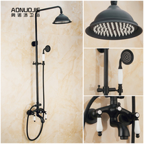 Black shower suit shower tap Pressurized Toilet Full Copper Bathroom American Hung Suit Shower